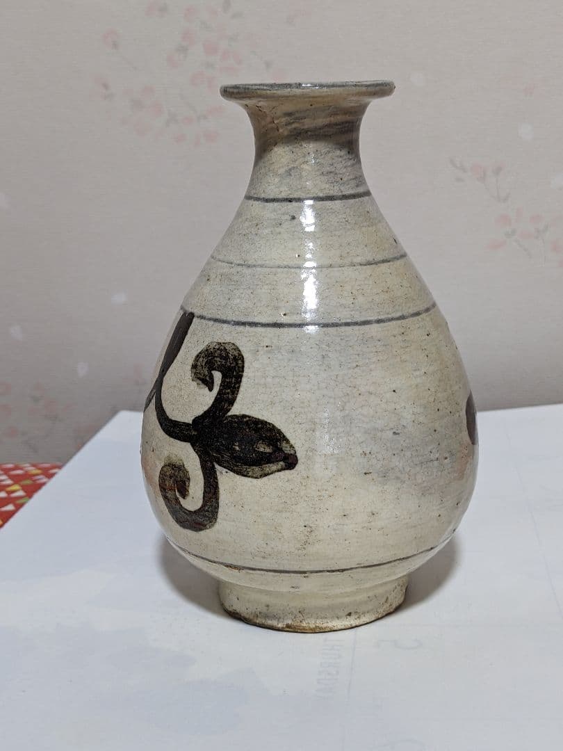 ♦朝鮮陶磁 鶏龍山 粉青沙器 鉄絵刷毛目徳利 酒器 置物飾り 古美術骨董品