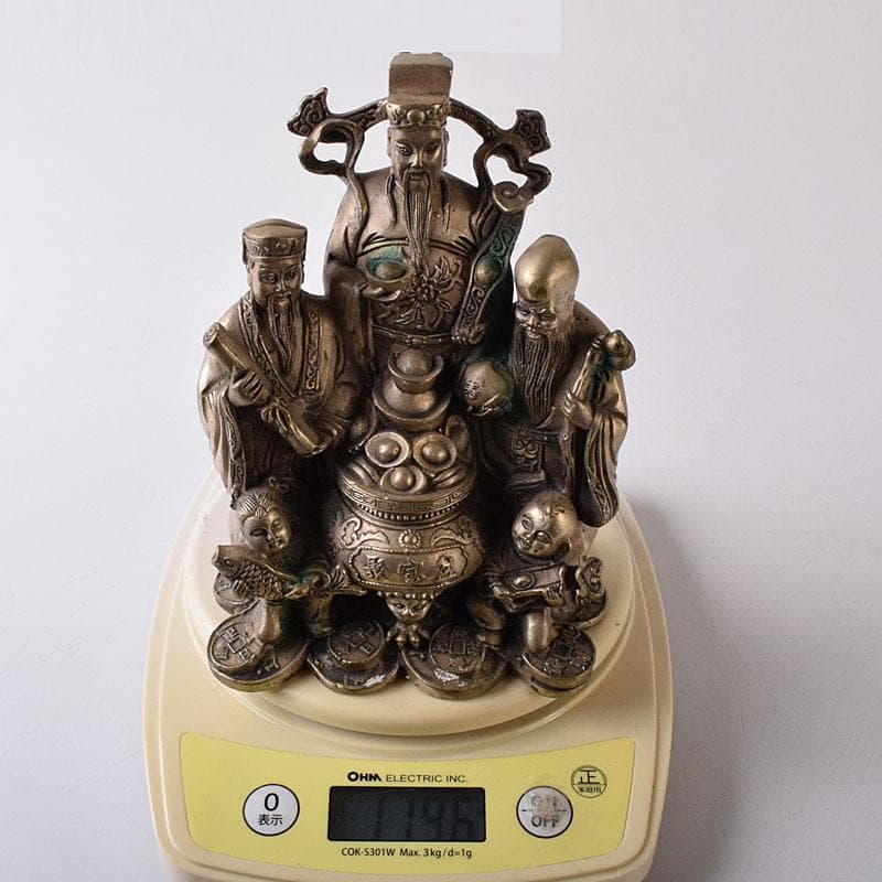 仏教美術　青銅古銅　福禄寿三星像　縁起物　置物　V　7833