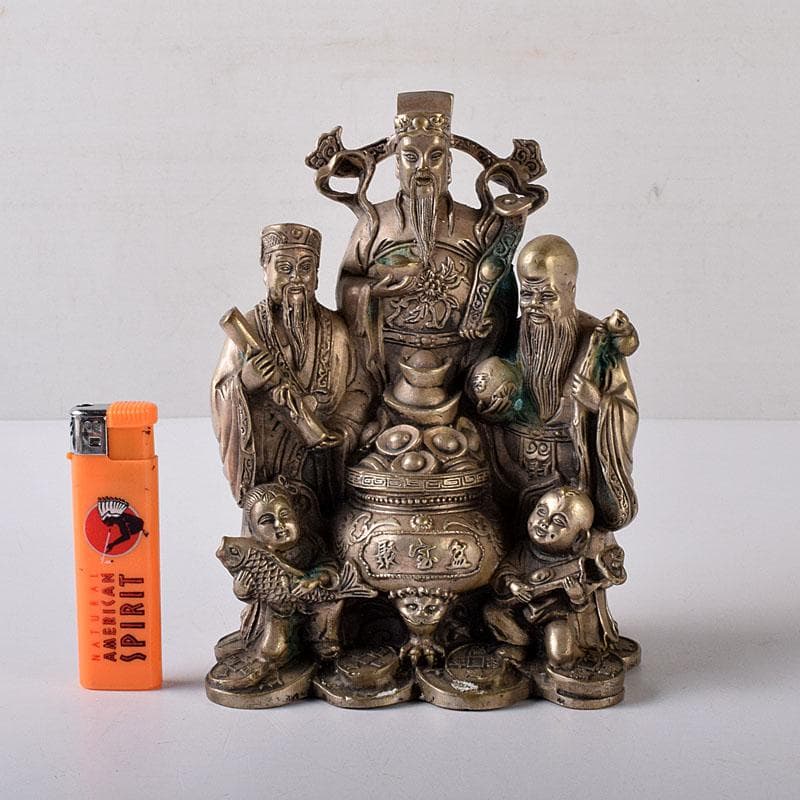 仏教美術　青銅古銅　福禄寿三星像　縁起物　置物　V　7833