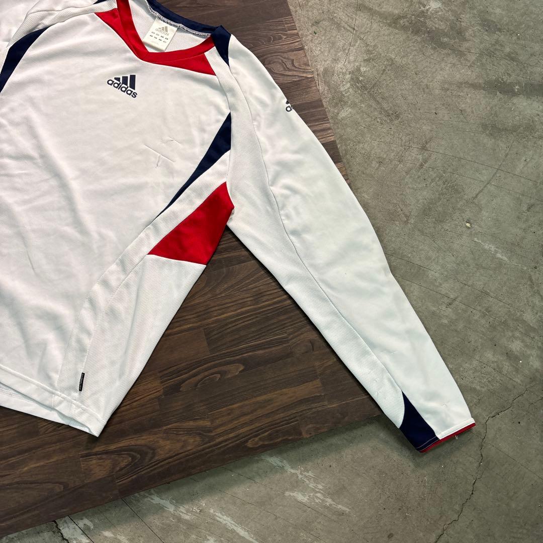 8BS1 adidas ロゴプリント長袖Tシャツ　トレーニングウェア古着