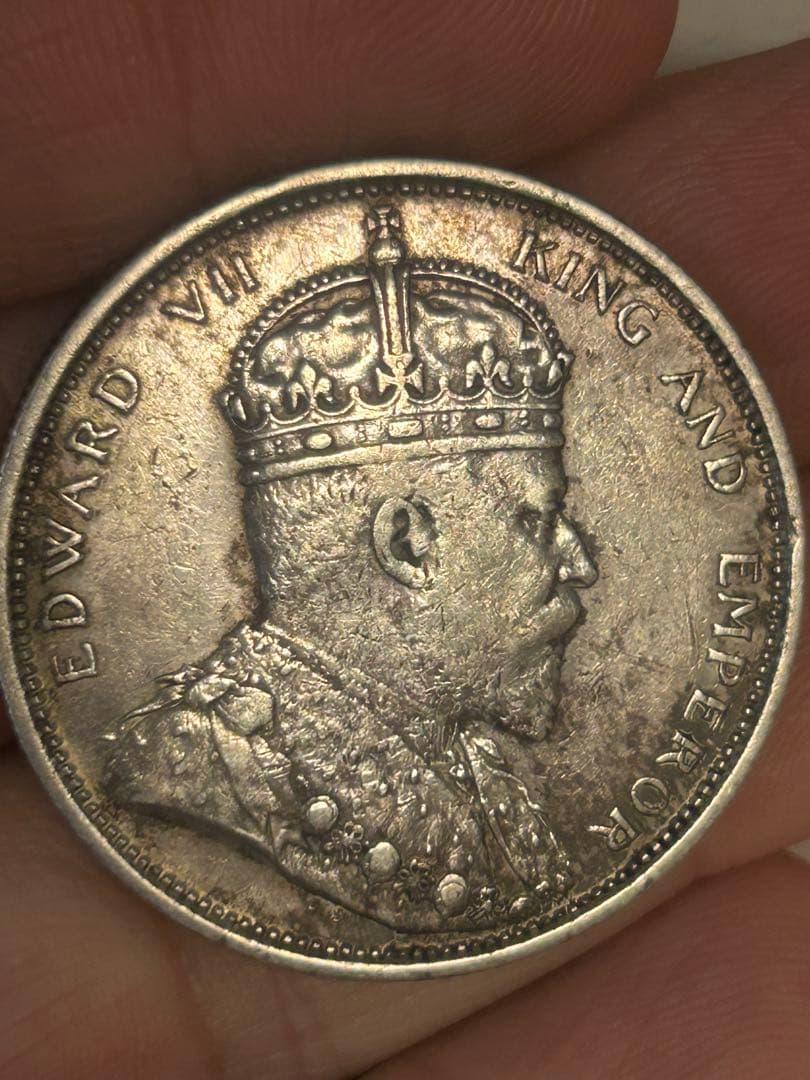 イギリス領海峡植民地　エドワード7世　1ドル銀貨　26.96グラム　SV900