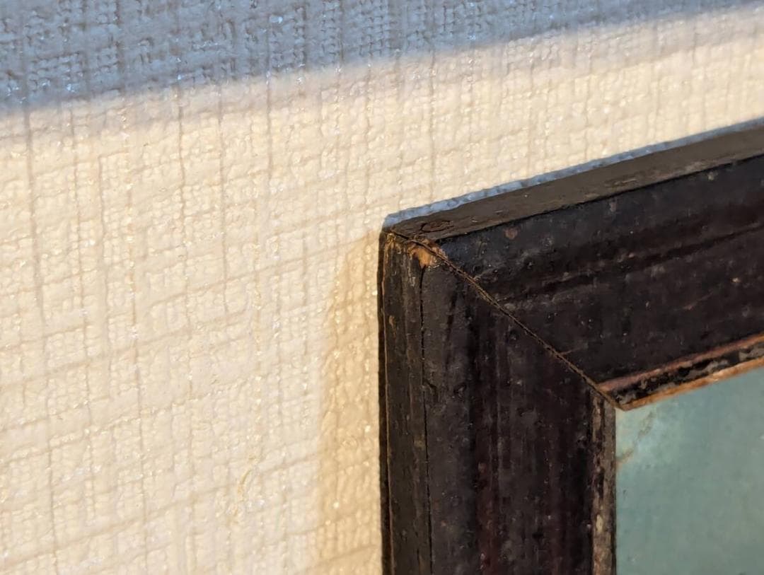 【真作】絵画　ガラス絵　風景画　懐かしい日本の原風景　静寂な海と松林　U36