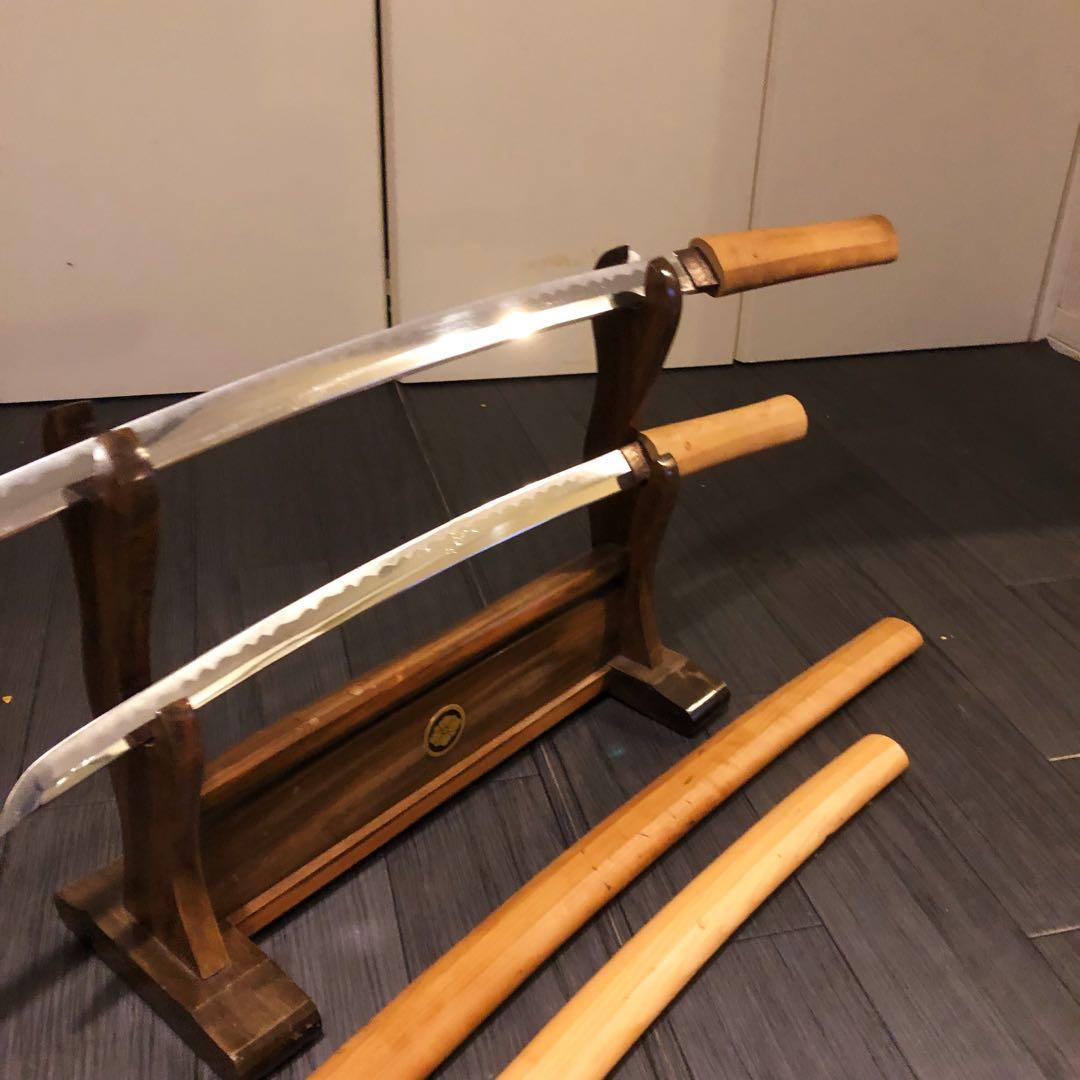 本格模造刀 白鞘 合金製 大小セット　長脇差　2本　拵え　太刀　居合刀