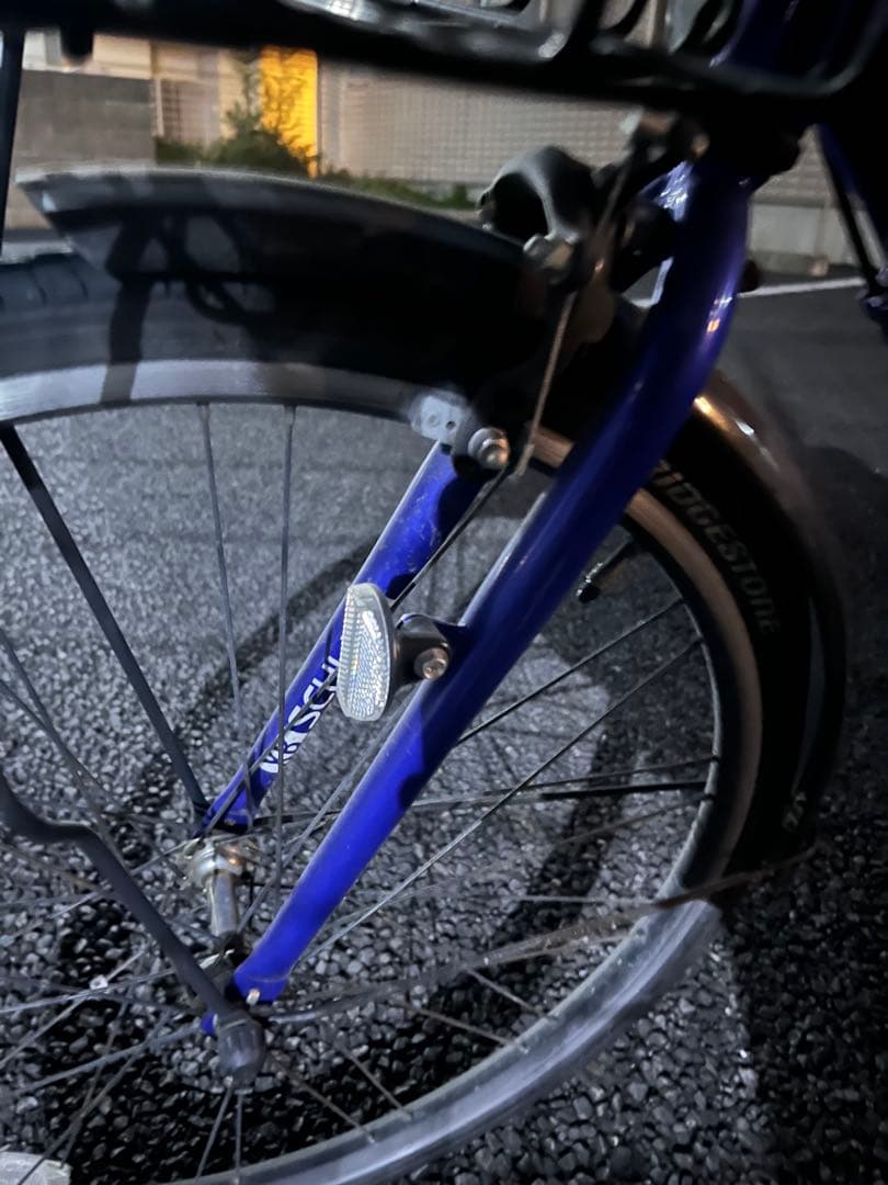 ブリヂストン　青色 スチールフレーム 自転車 前面バスケット付き　24インチ