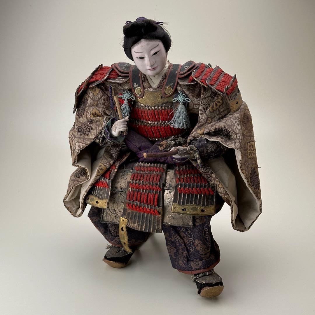 幕末〜明治　武者人形　鎧武者座り人形　高さ約40cm　古美術・骨董　骨董品