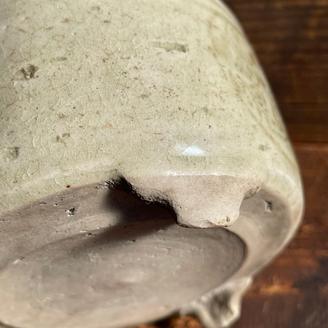 御深井三足香炉 江戸時代 御深井焼 古美濃 古瀬戸 灰釉陶器 骨董 古美術