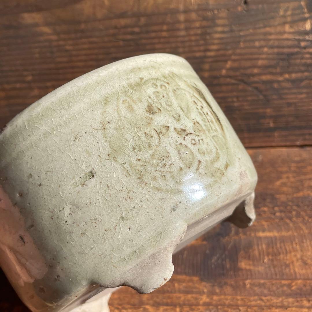 御深井三足香炉 江戸時代 御深井焼 古美濃 古瀬戸 灰釉陶器 骨董 古美術