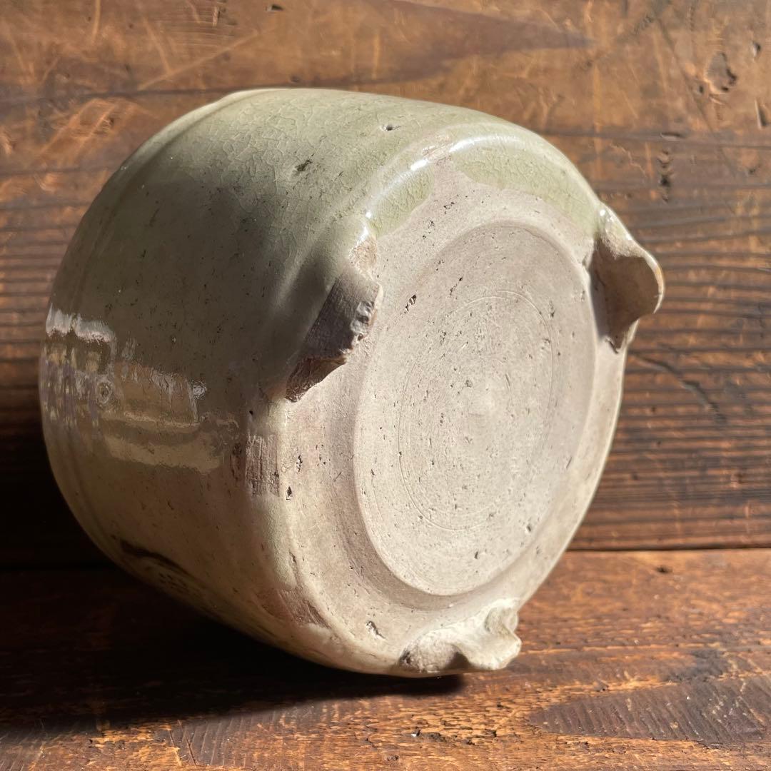 御深井三足香炉 江戸時代 御深井焼 古美濃 古瀬戸 灰釉陶器 骨董 古美術