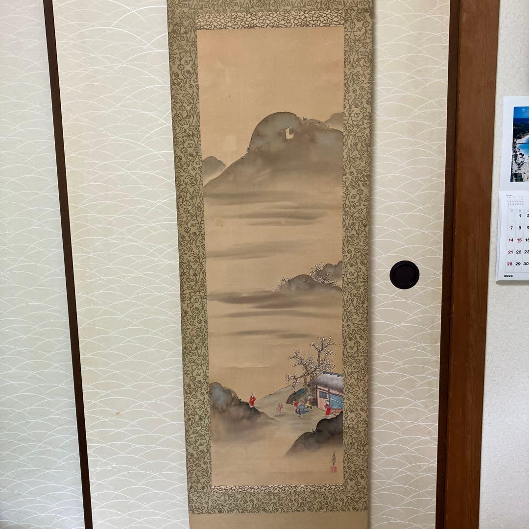 掛軸　一蕙斎人物風景双幅