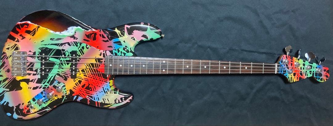 #19ジャズベースタイプ　メルト柄塗装マルチレイヤートップラッカー