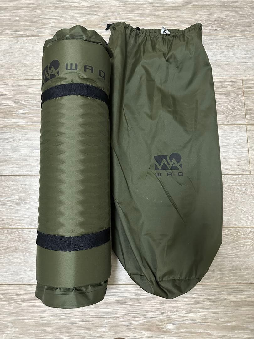WAQ インフレータブルマット & フォールディングコット 2点セット オリーブ