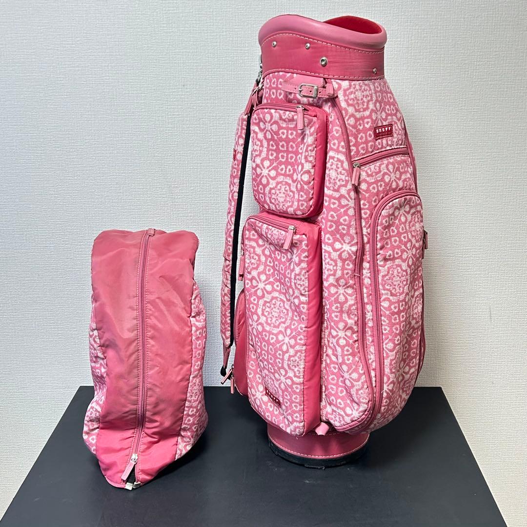 【希少デザイン】ONOFF オノフ キャディバッグ 5分割 総柄 ピンク 9型