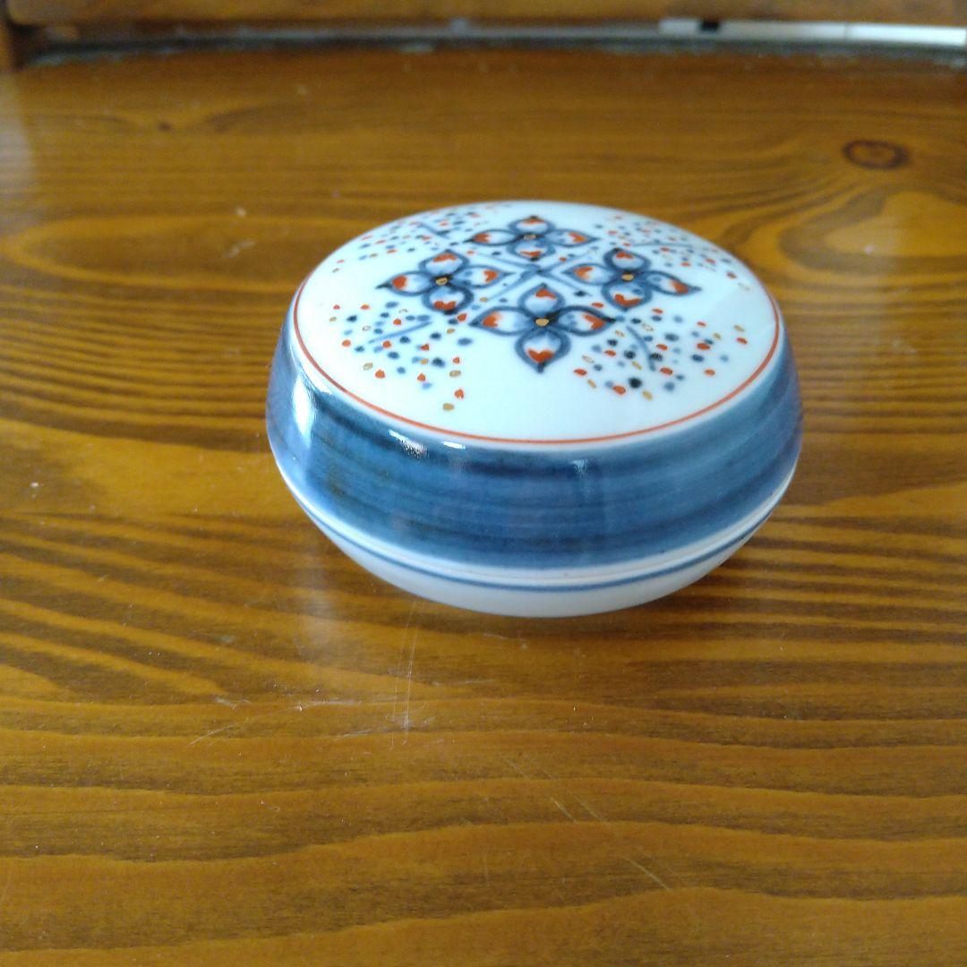 松風栄一　香合染付　茶道具　木箱