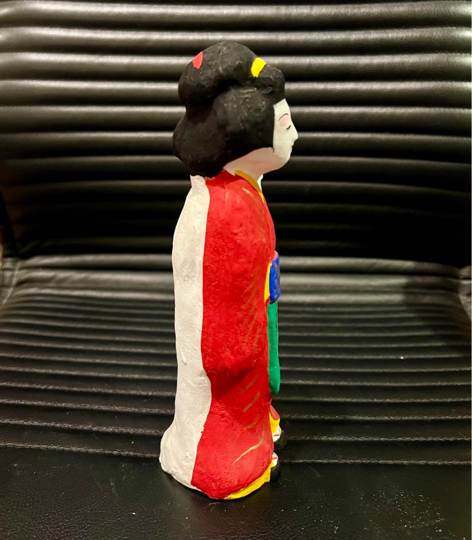 子背負い親子　三河旭土人形　高山八郎作　郷土玩具