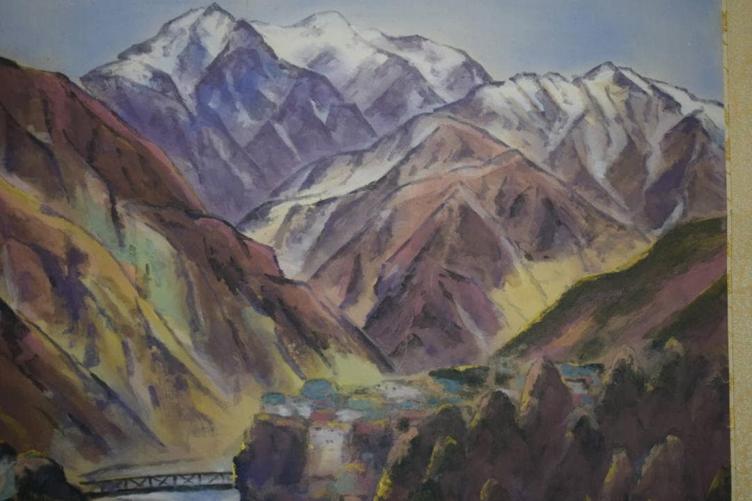 真作/浜孤嘯/木曽路図/横物/桐共箱太巻二重箱付/布袋屋掛軸HG-540