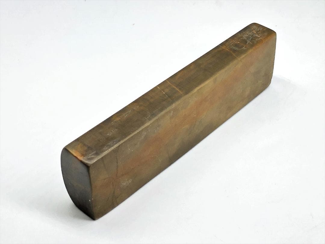 【 中国古文鎮 】　黄紋緑石　「學貴有恒」　民国古玩