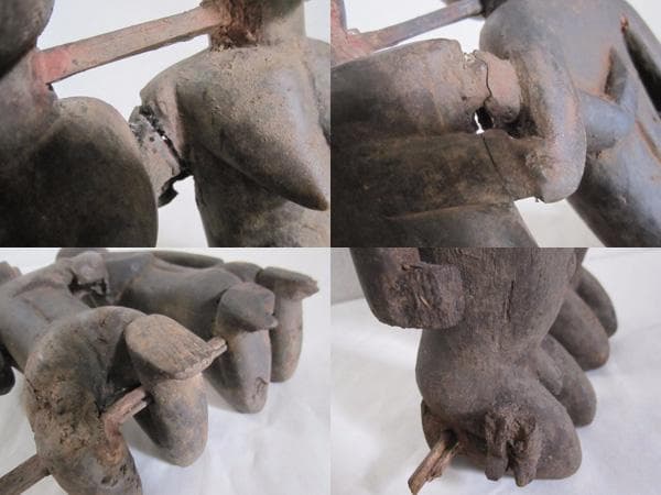 19世紀　アフリカ　コートジボアール　バウレ族のペア立像 145　アンティーク