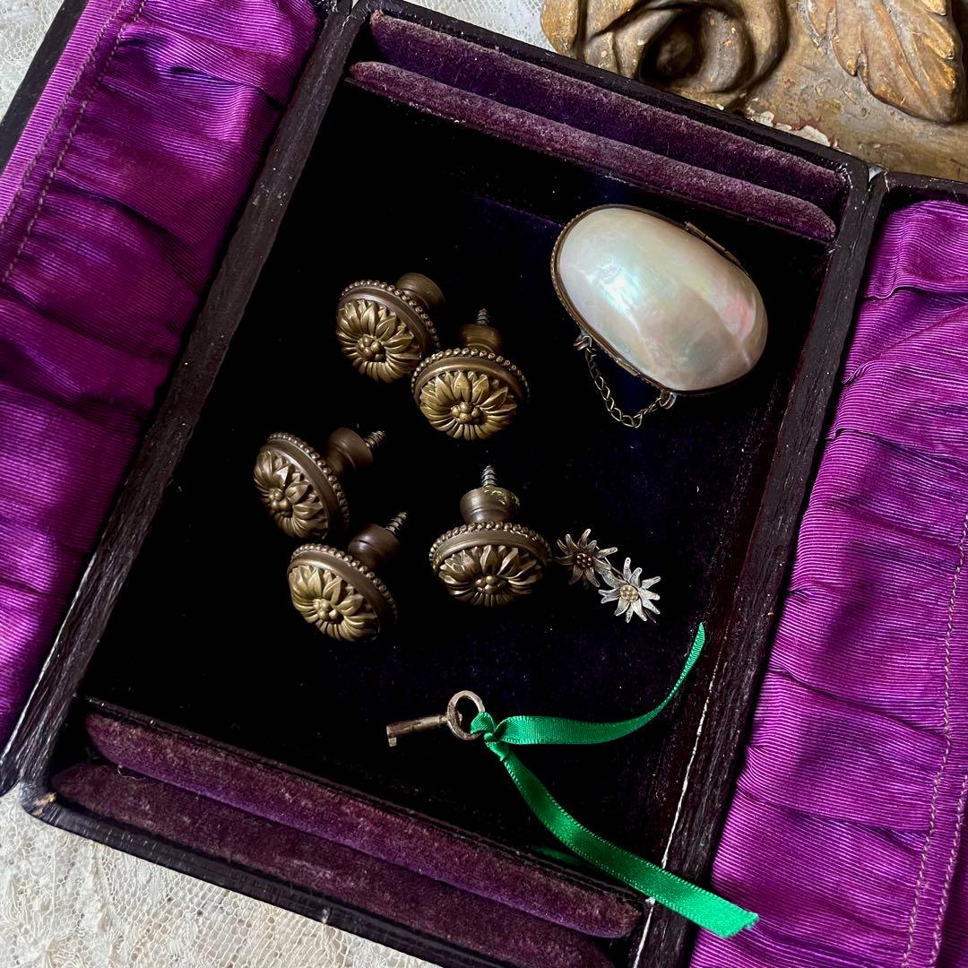 家具用真鍮装飾金具5個セット　19世紀　引き出し用取っ手　フランスアンティーク