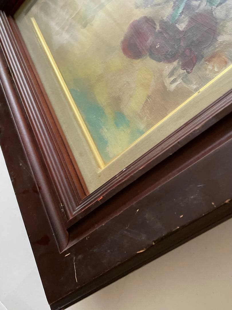 榎倉省吾　油彩画　行動美術協会　二科会　花　油彩　4号　油絵　額入　兜屋画廊取扱