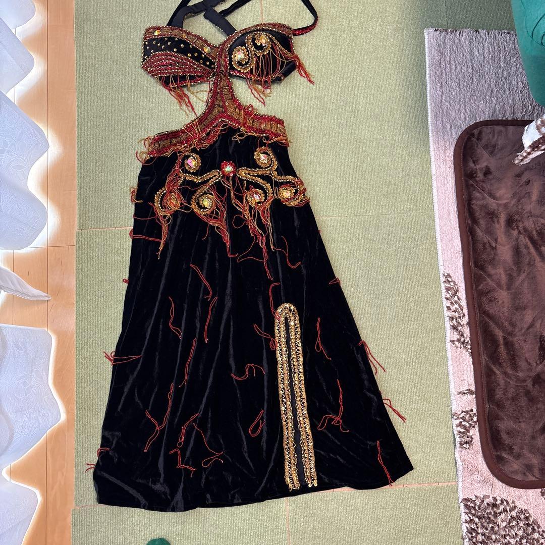 ベリーダンス衣装 黒 ベルベット