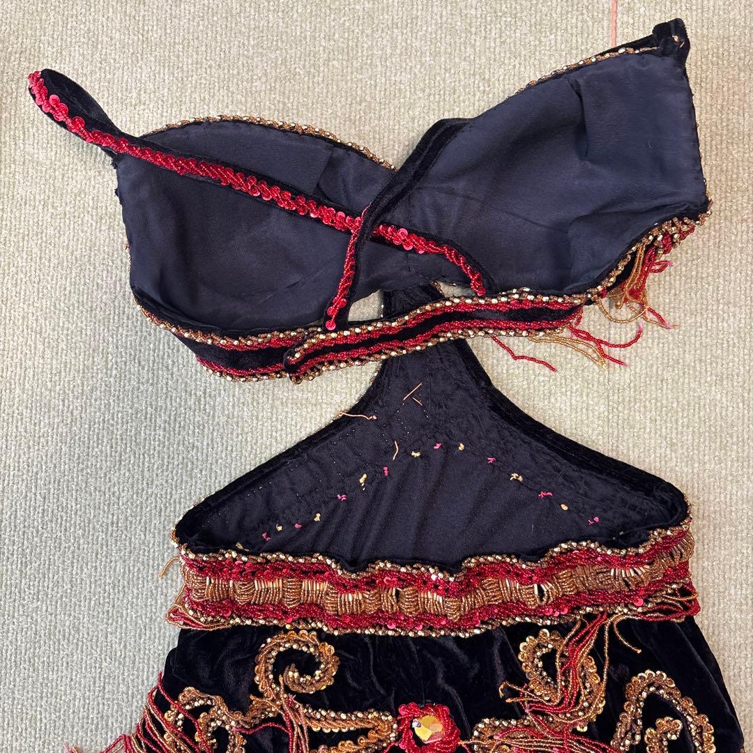 ベリーダンス衣装 黒 ベルベット