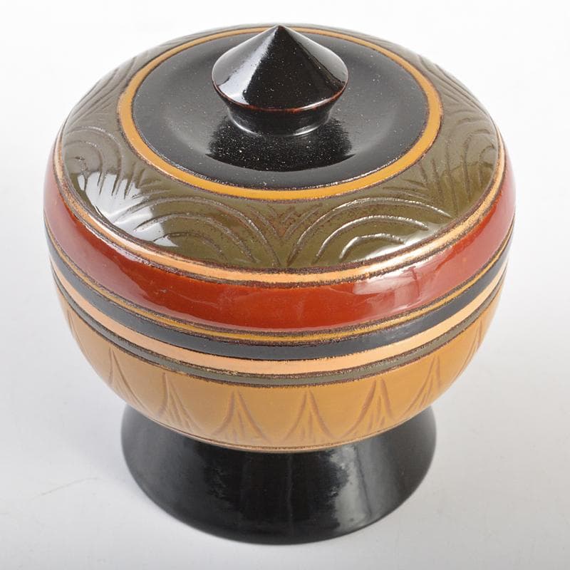 Teafortwo　漆工　川合漆仙造　獨楽莨入煙草入　共箱　V　R6868