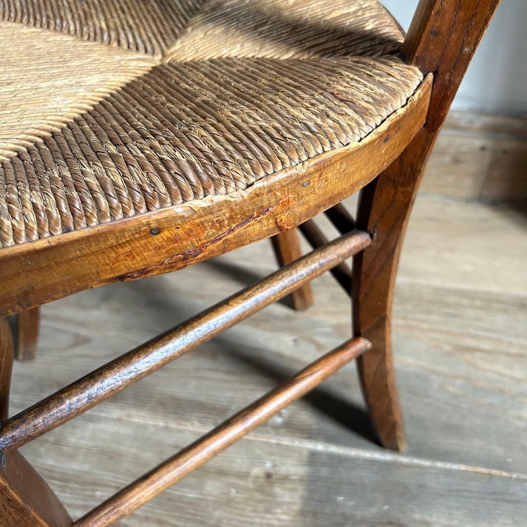 フランスアンティーク ラッシュシートチェア カフェチェア ダイニングチェア　籐