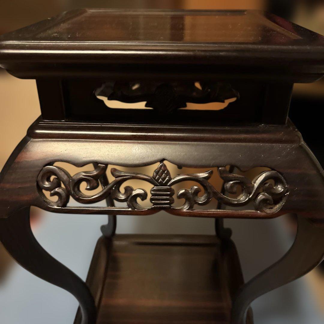 飾り台　唐木　黒檀　透かし彫り　 香炉台　花台　盆栽台