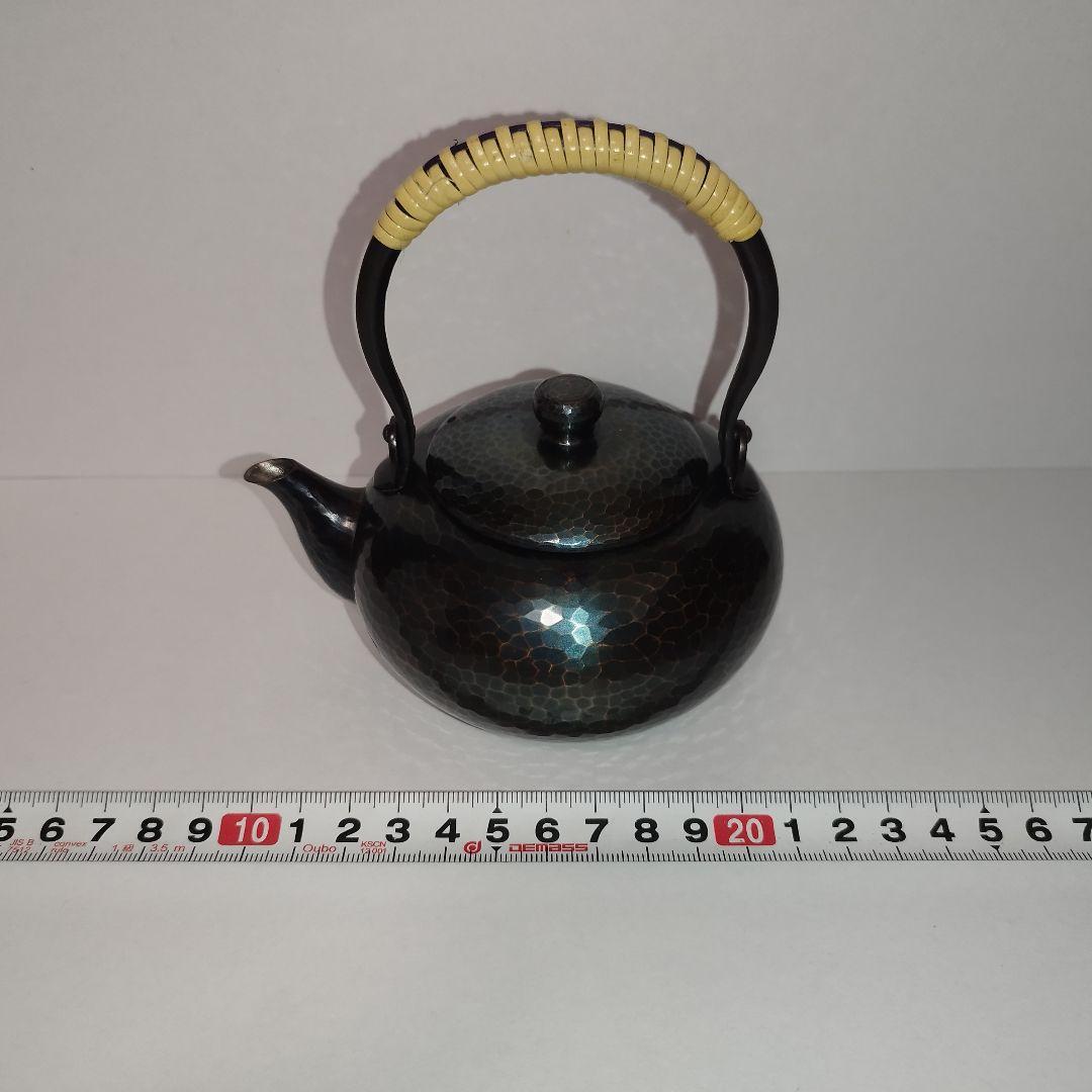 【美品】玉川堂　紫金色鎚肌 銅製急須　鎚起銅器、共箱/茶道具