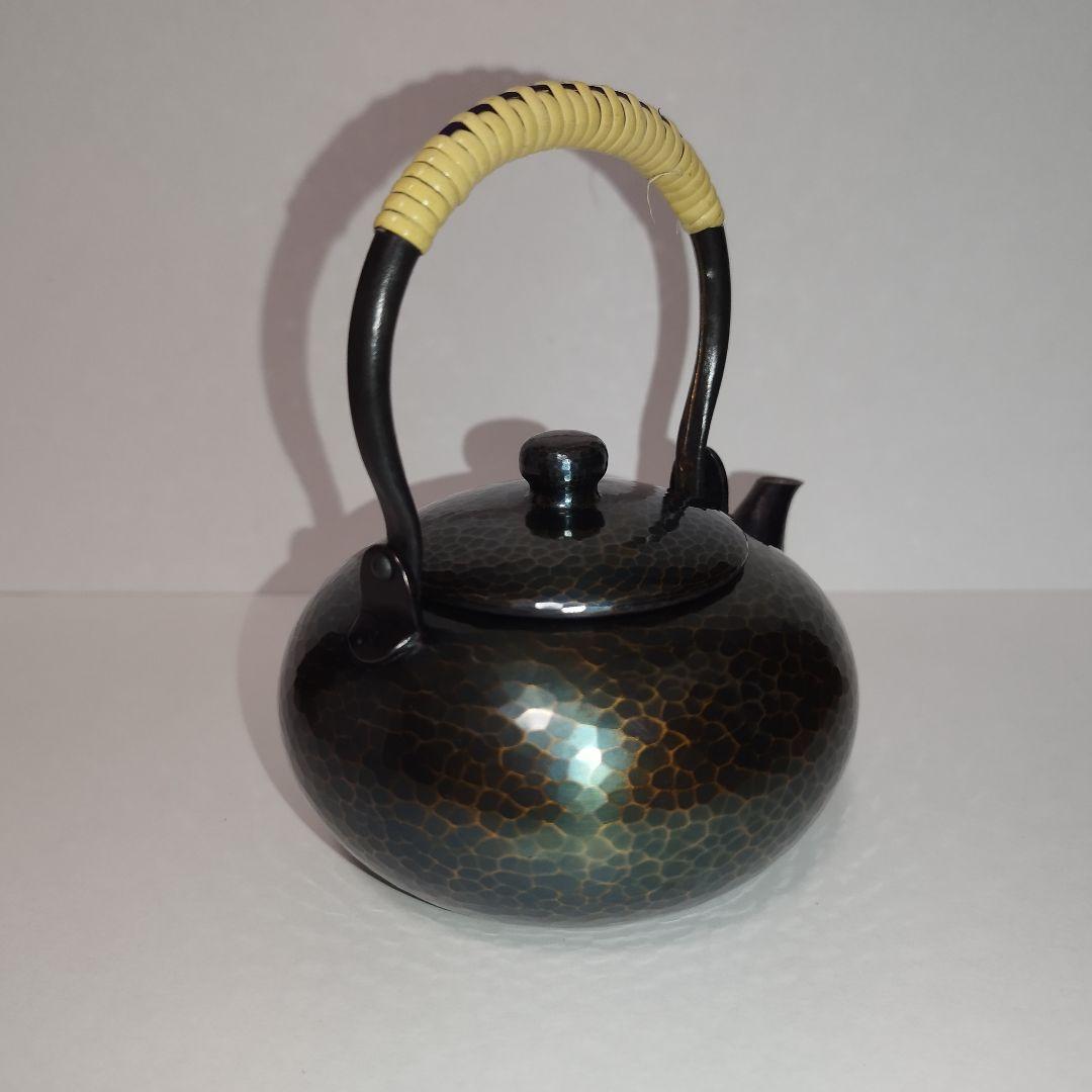 【美品】玉川堂　紫金色鎚肌 銅製急須　鎚起銅器、共箱/茶道具