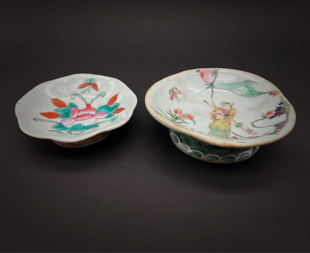 中国美術 古玩 清代高足盤2点