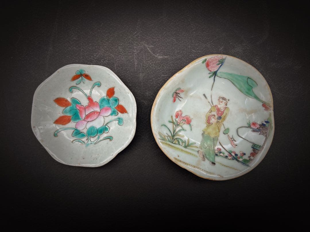 中国美術 古玩 清代高足盤2点
