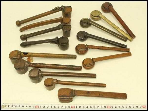 古銅 矢立 文房具 筆筒 十六個 まとめて(A564)