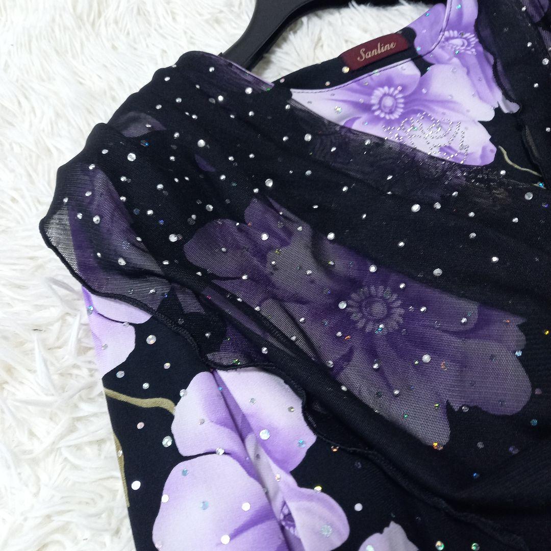 Sanline　サンリーヌ　社交ダンス　セットアップ　ドレス　スパンコール　薔薇