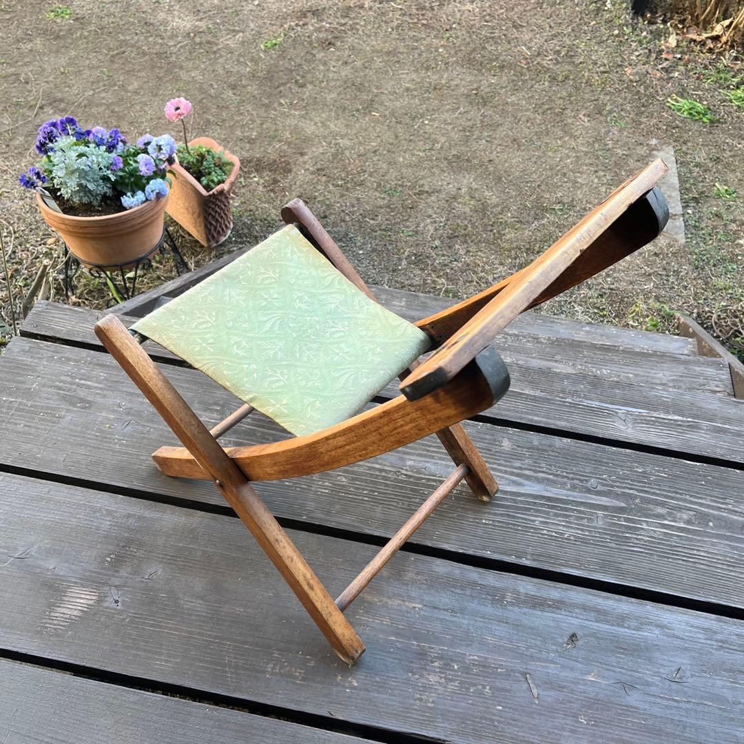 英国アンティーク　アーツ＆クラフツ　フォールディングチェア