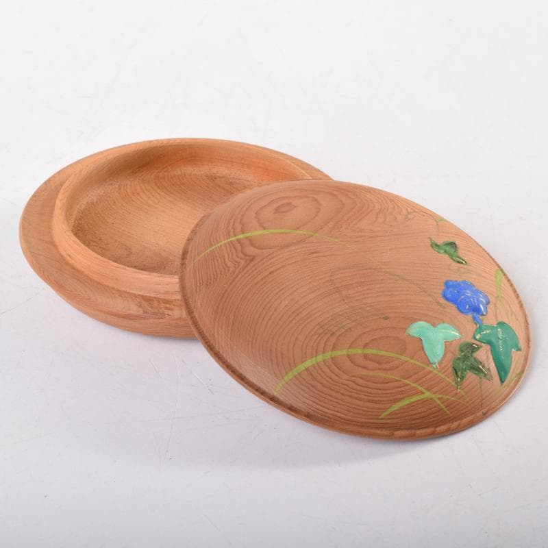 waiwai　茶道具　一位木地　朝顔蒔絵　香合　在銘　共箱　V　7188