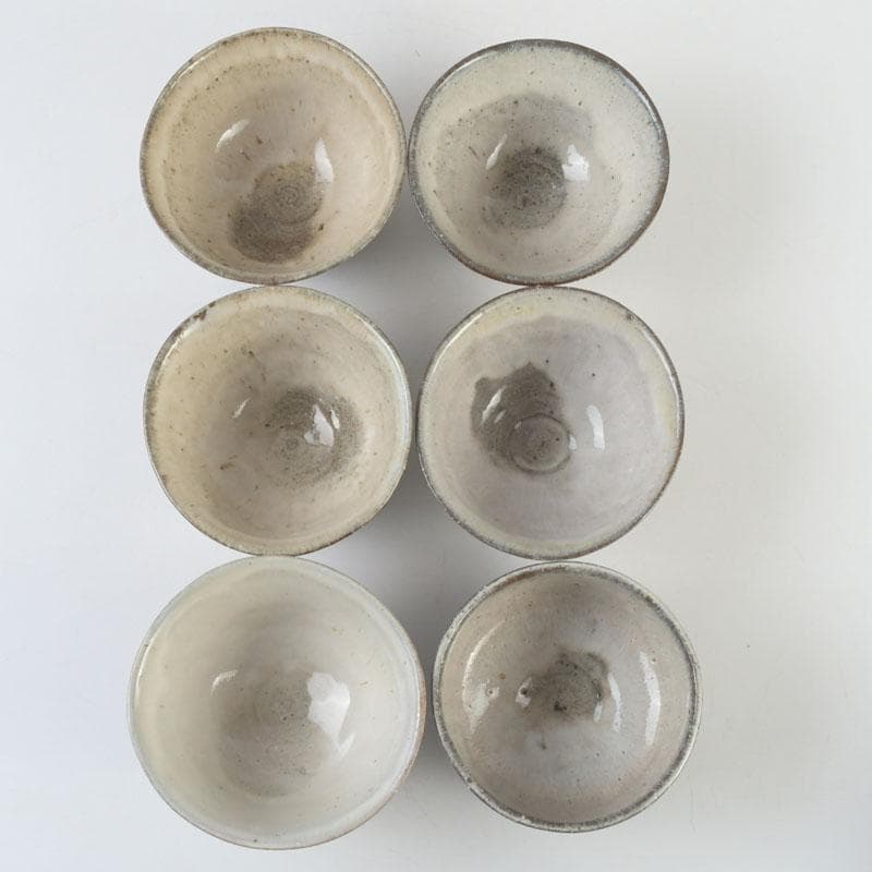 ゆき　茶道具　三蔵窯　粉引など　数茶碗六種十二客　時代箱付　M　9536A