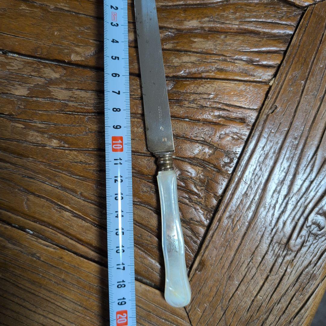 フランスアンティーク　純銀製　マザーオブパール　ナイフ