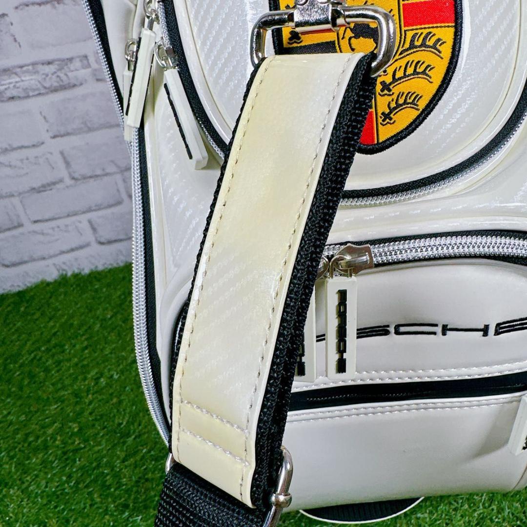 未使用　ポルシェ　キャディバッグ エナメル　スタンド式　 ホワイト スポーティ