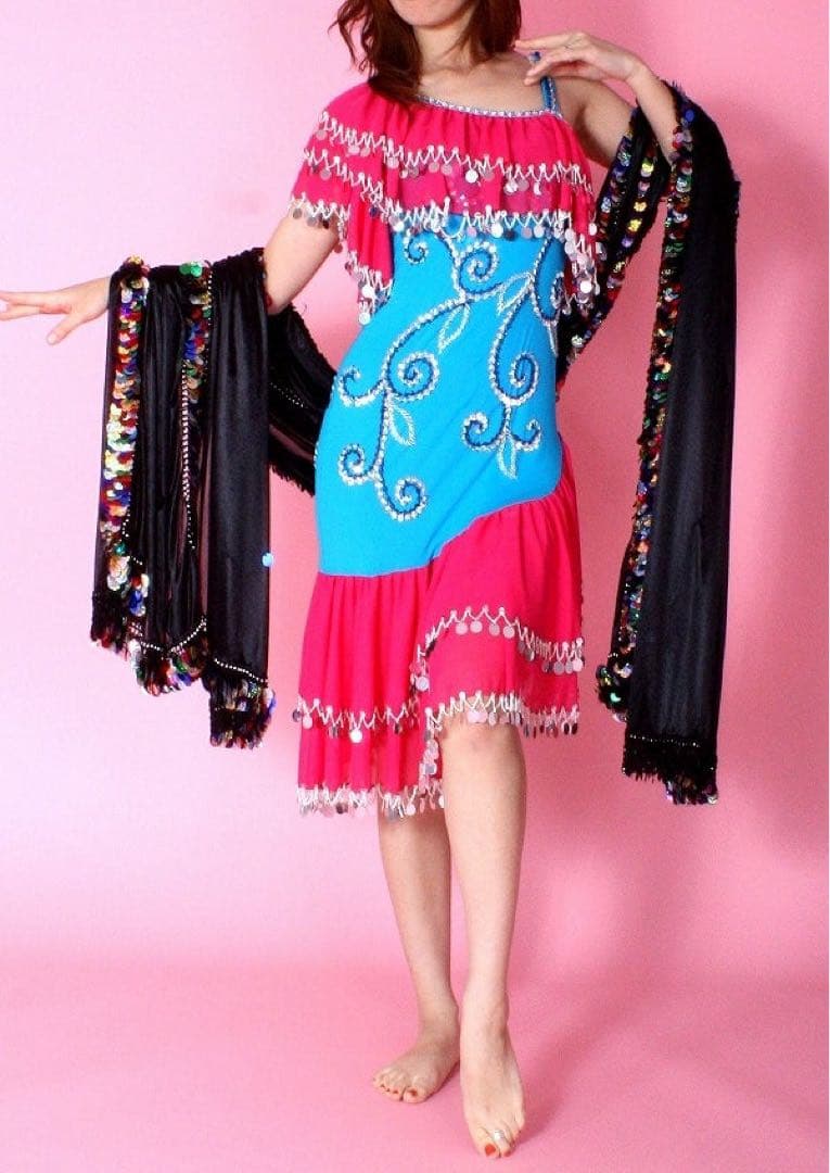 ベリーダンス用セットアップ ピンクと青