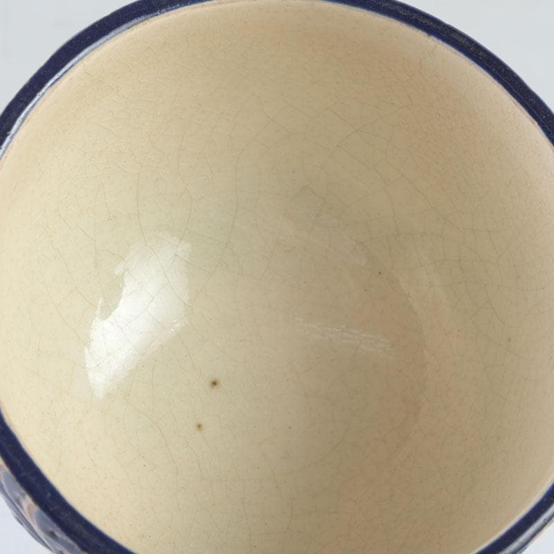 茶道具　青釉　花草文　茶碗　在銘　時代箱付　V　9705