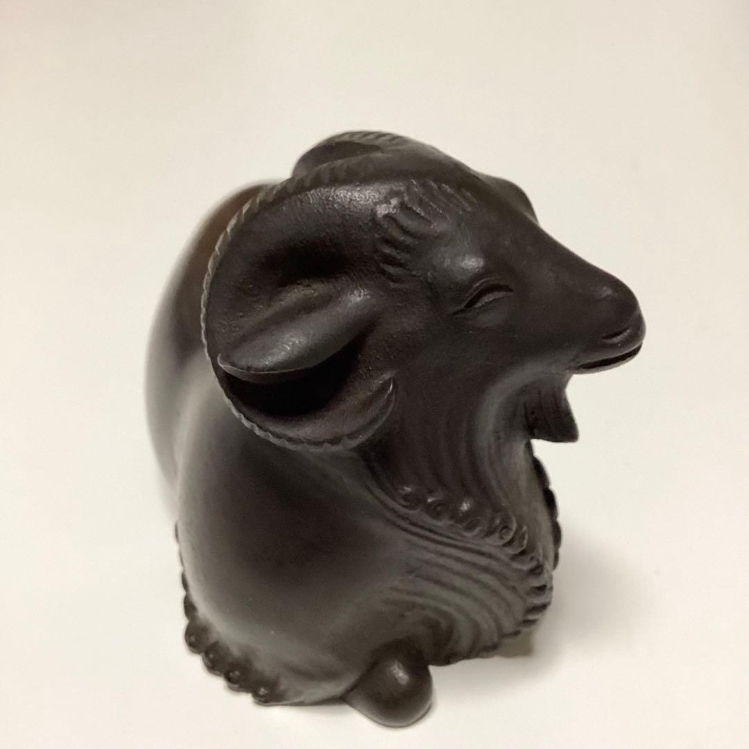 ☆人間国宝 ☆ 彫刻家 ☆ 香取正彦 ☆ 鋳銅　「羊」 置物　共箱　978g