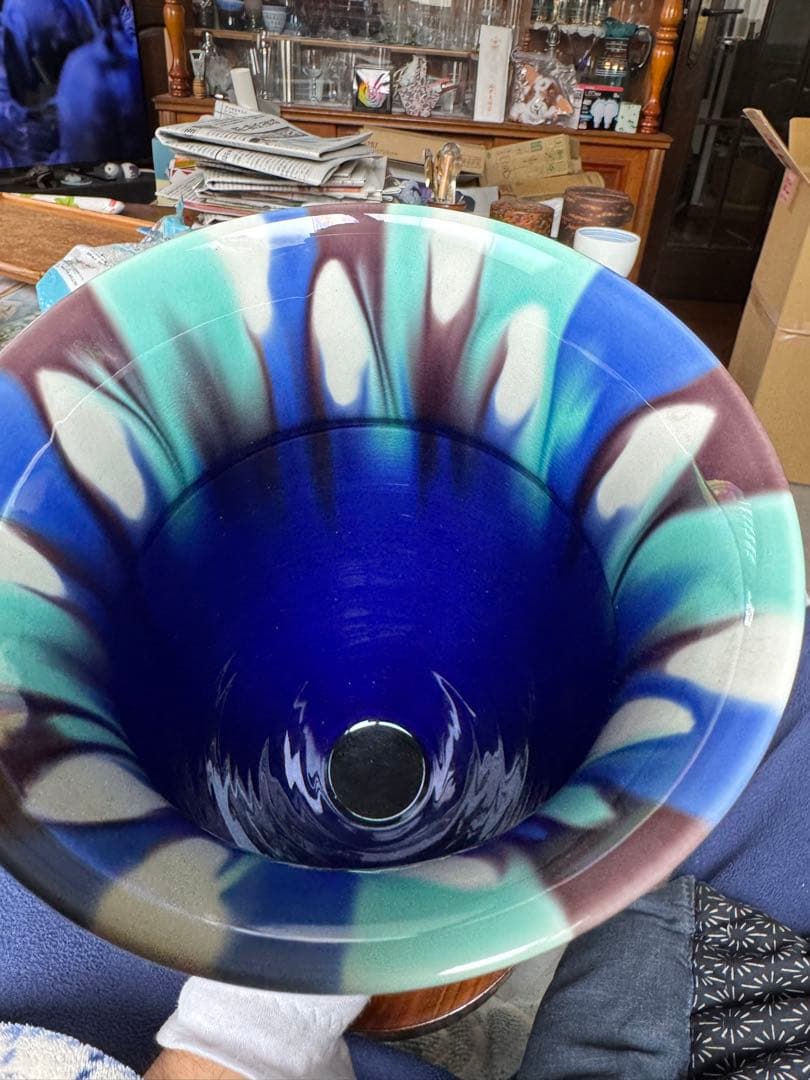 人間国宝　三代　徳田八十吉　燿彩杯　高さ36.5cm