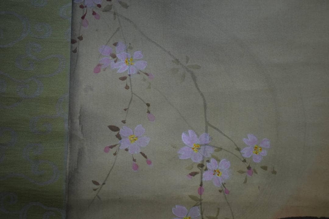 真作/杉浦芳雨/夜桜松明図/布袋屋掛軸HI-14