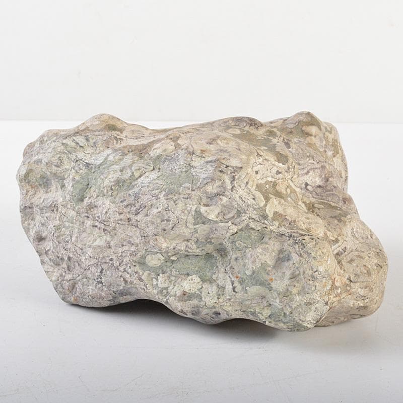 天然石　鑑賞石　梅花石　置物　重さ約2452g　唐木台付　V　R6916