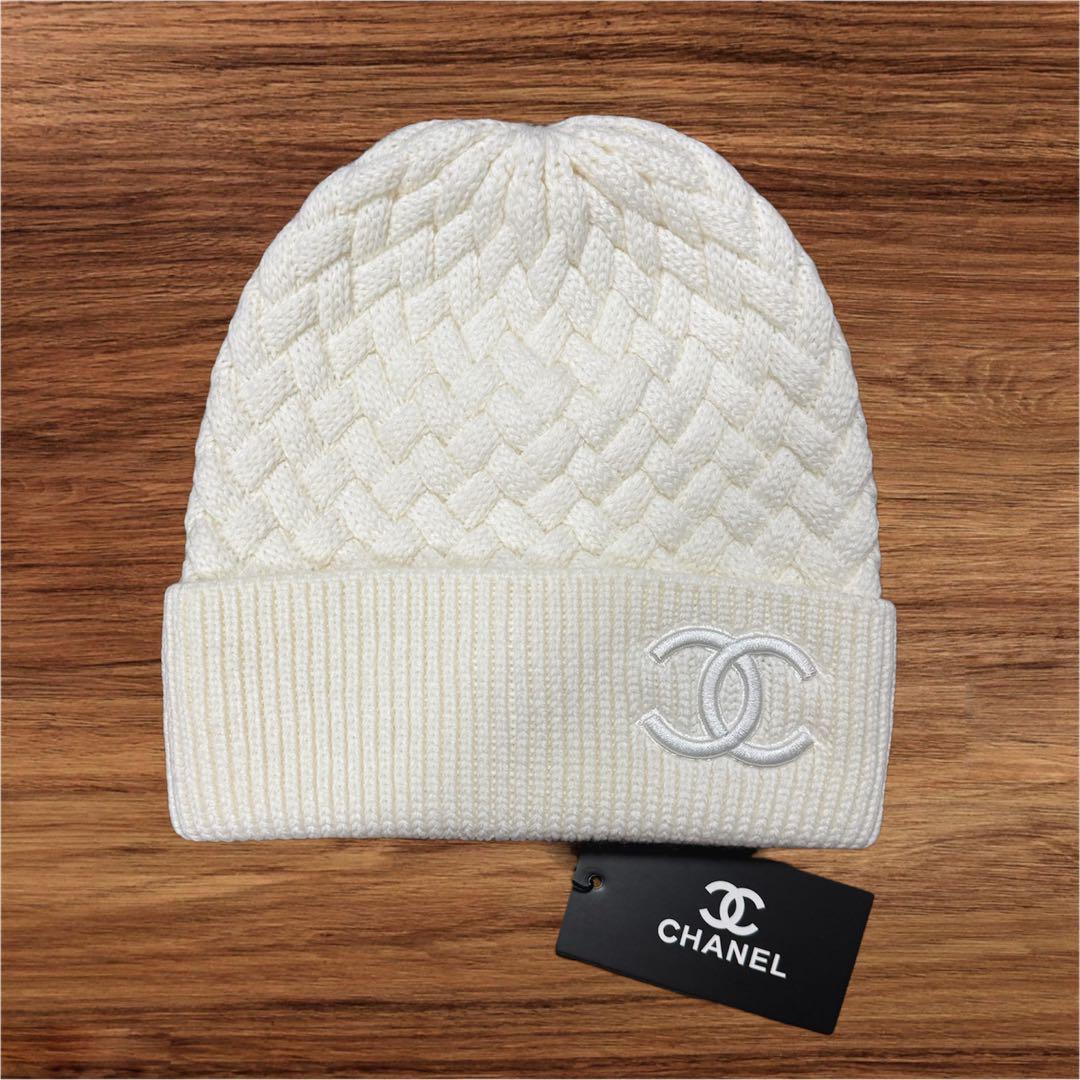 CCロゴ ニット帽 ホワイト編み込み