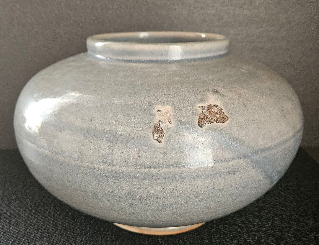 【大名品❗】李氏朝鮮時代　李朝分院手　瑠璃釉　胴継ぎ　壺　算盤形壺　提灯壺