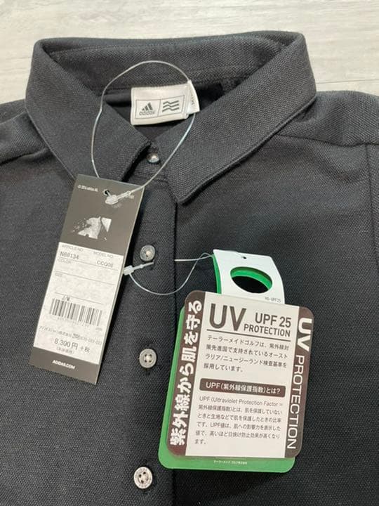 アディダス　黒　レディースMサイズ　長袖ポロシャツ　ストレッチ　新品　ゴルフ