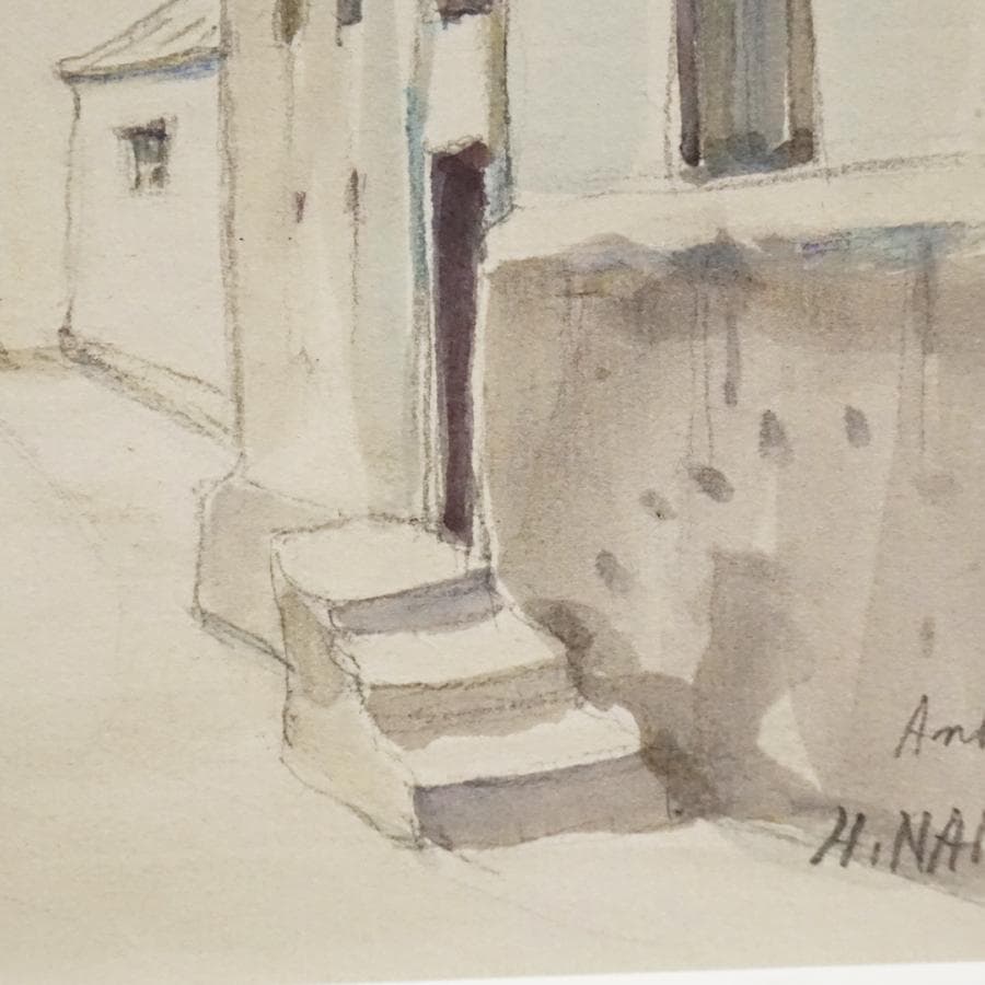 難波平人 風景画 水彩画 絵画 肉筆 額装 アート 美術 芸術 直筆