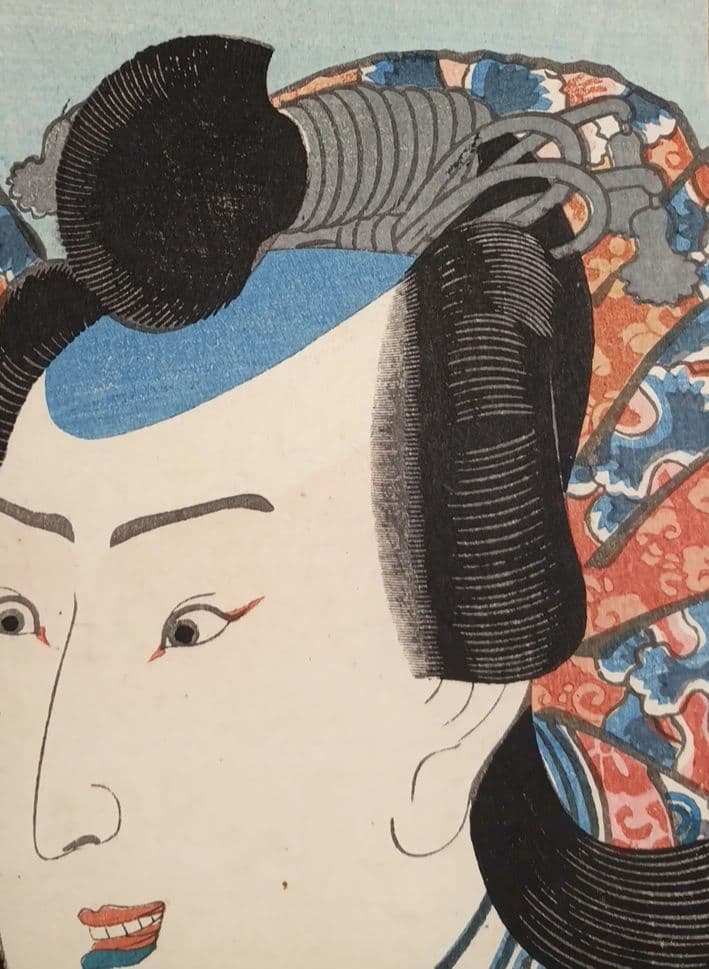 浮世絵版画、役者絵大首絵（市村羽左エ門)歌川国芳画、天保頃（1830頃)